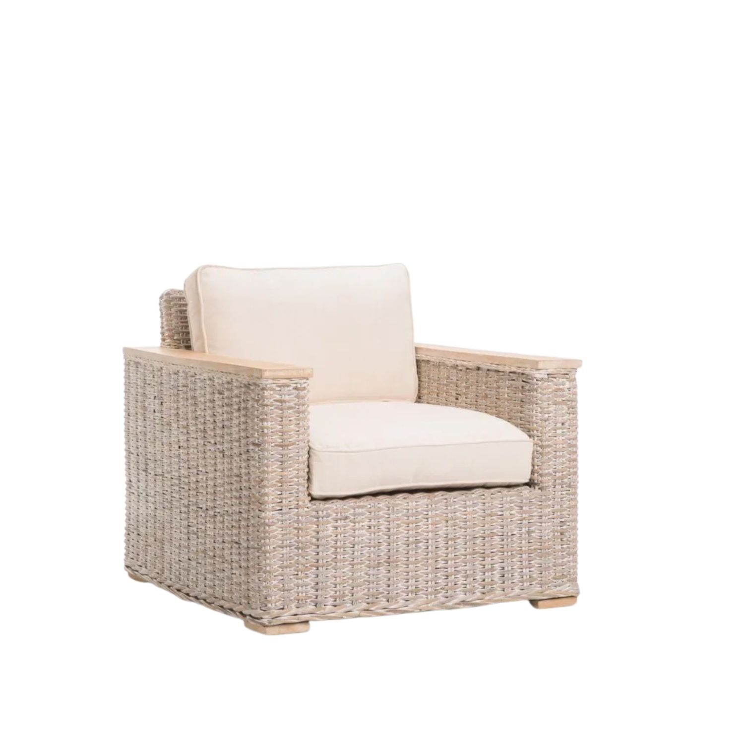 Kubu Whitewash Woven Armchair