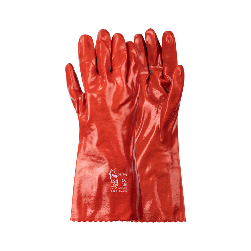 PIONEER SAFETY Pvc Coated Red Gloves Elbow Length