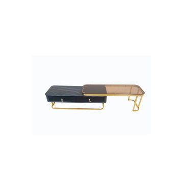 EFURN- Nadia nesting tv stand with black marble and glass top