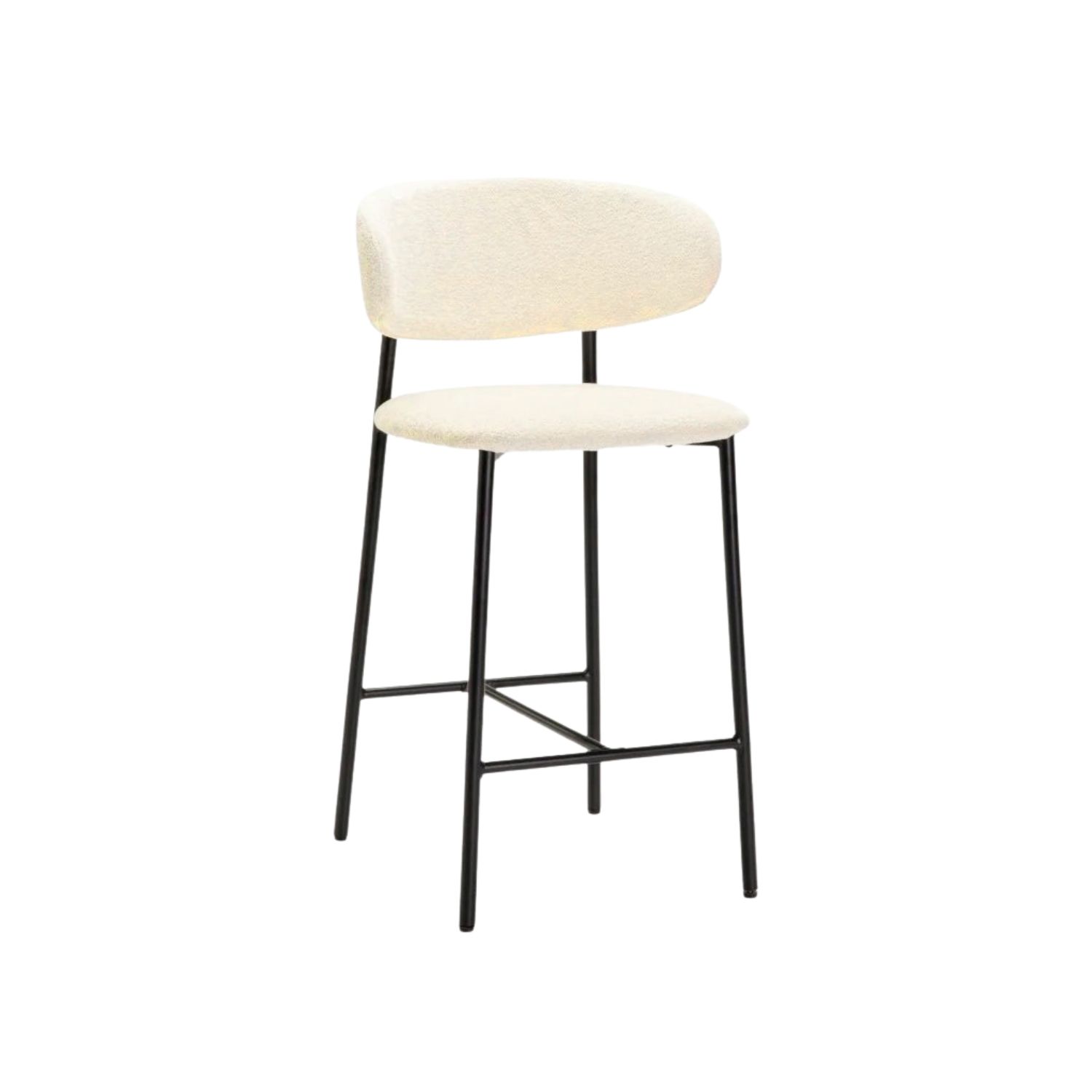 Cream Fabric Kitchen Counter Stool - Black Leg