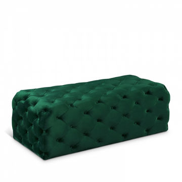 Clark Rec Velvet Upholstered Ottoman Bench Large Green