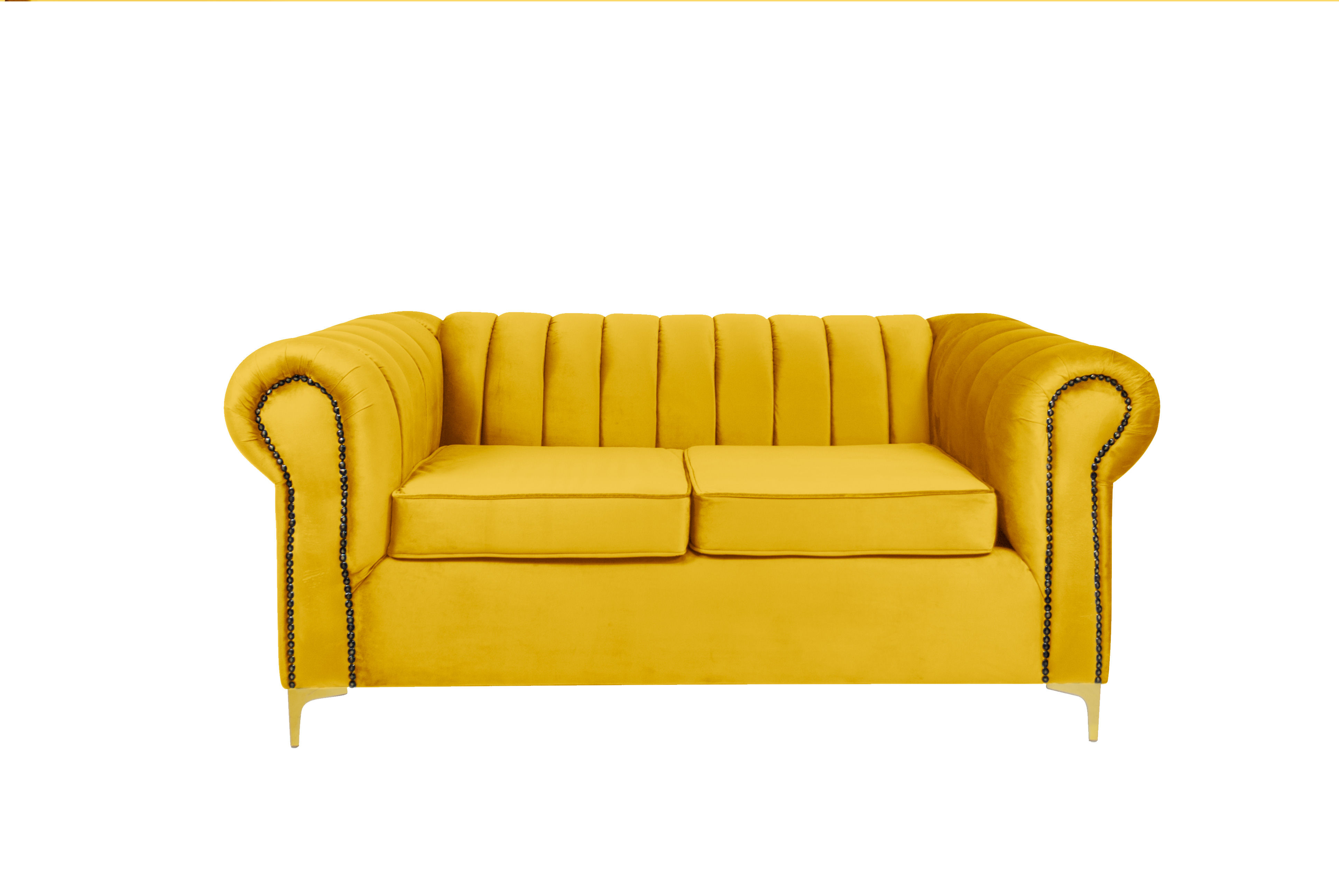 Latina 2 Seater Stripe Couch - Yellow