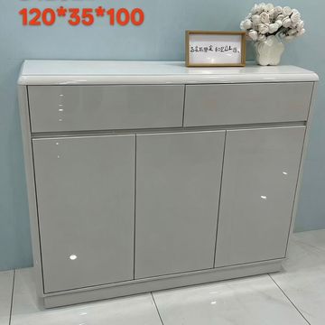 Madiega Furniture - White Glossy Three‑Door Modern Storage Cabinet