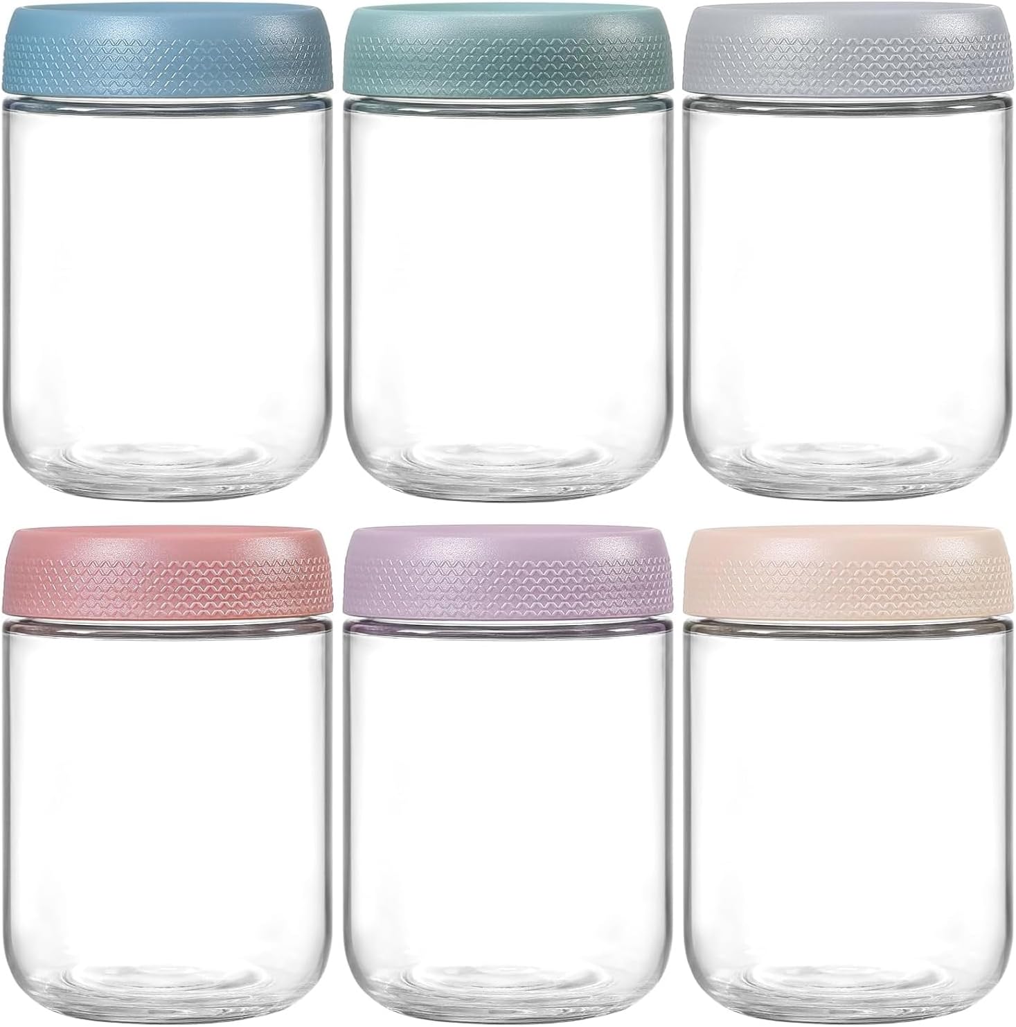 6-pack Overnight Oats Glass Jars Mason Containers With Airtight Lids-475ml