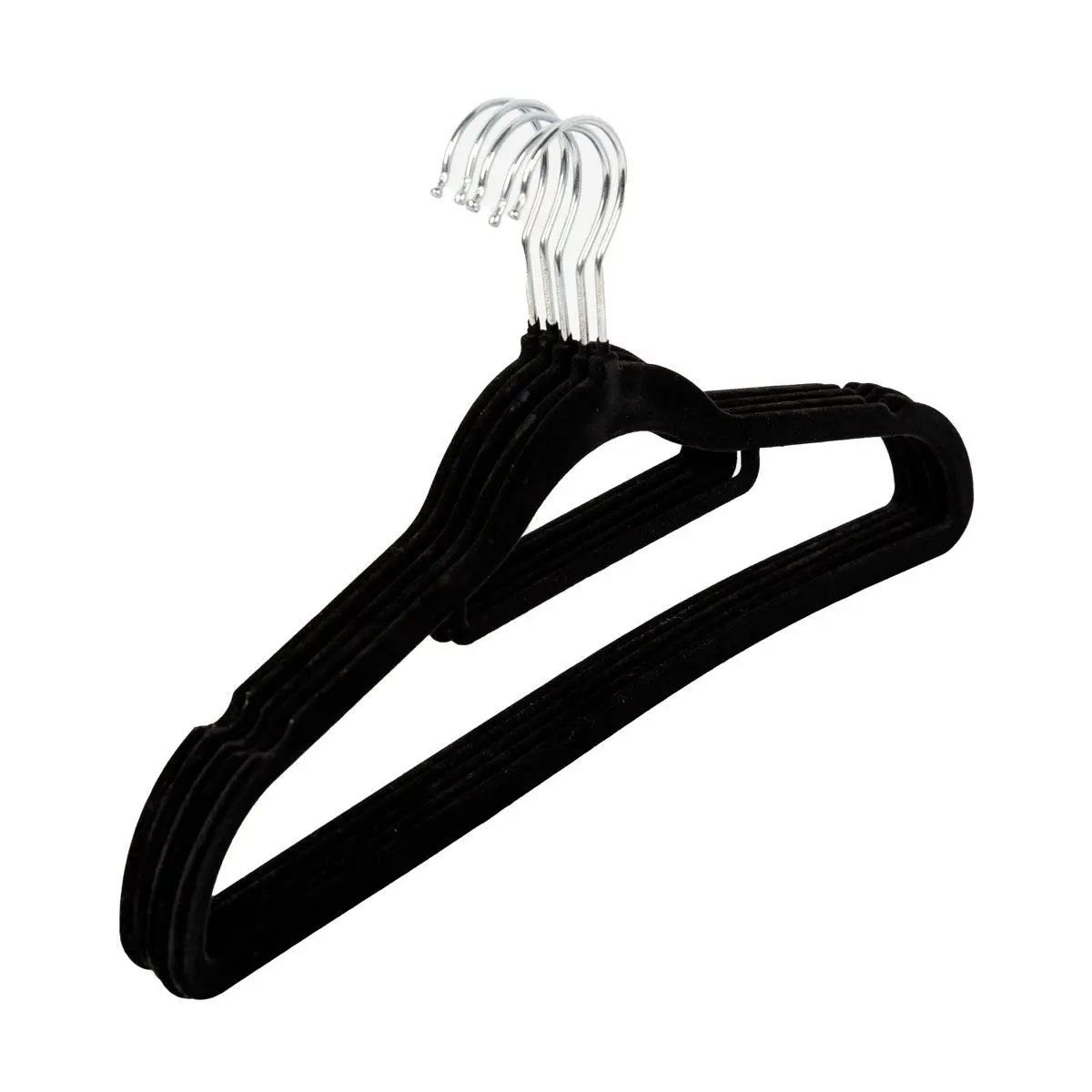 WOODLY Velvet Hangers, Black, 5 Pieces