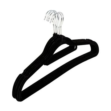 WOODLY Velvet Hangers, Black, 5 Pieces