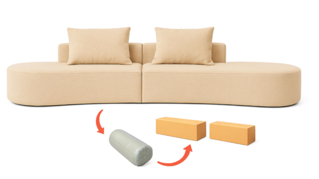 Ziyane Compressed Curved Couch - Beige