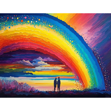 Canvas Wall Art - Canvas Wall Art: Loves Reflection Acrylic Painting - B1343 - [120 x 80 cm]