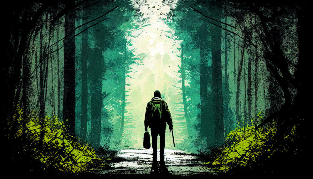 Canvas Wall Art - Canvas Wall Art-Man in Thick Forest - B1213 - [120 x 80 cm]