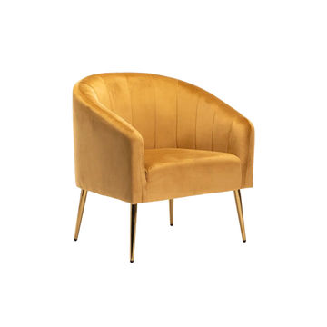Vividitto - Abhilasha Velvet Chair - Gold Leg Mustard