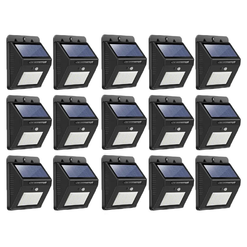 25 Led Solar Powered LED Wall Light with Dim mode, PIR Sensor+Night sensor Pack 15
