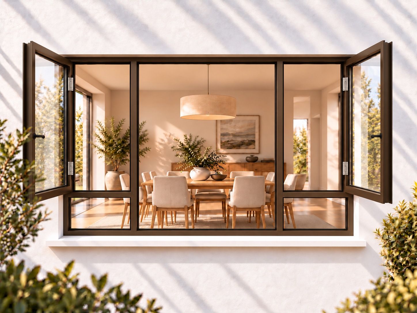 Kenzo Premium Side-Hung Aluminium Window - Bronze, 2400 1500 mm, Double Side Opener with Fixed Bottom Panes