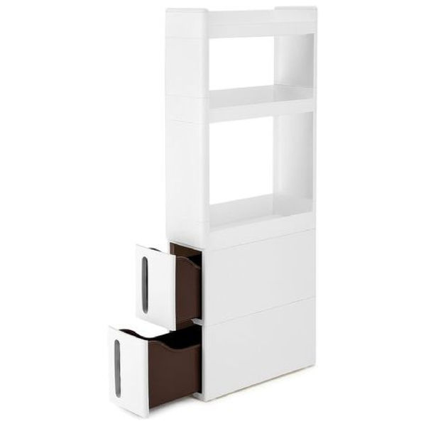 Narrow Rolling Trolley – 3-Shelf Storage Cart with Drawers