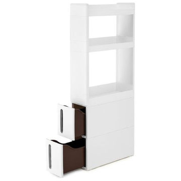 Narrow Rolling Trolley – 3-Shelf Storage Cart with Drawers