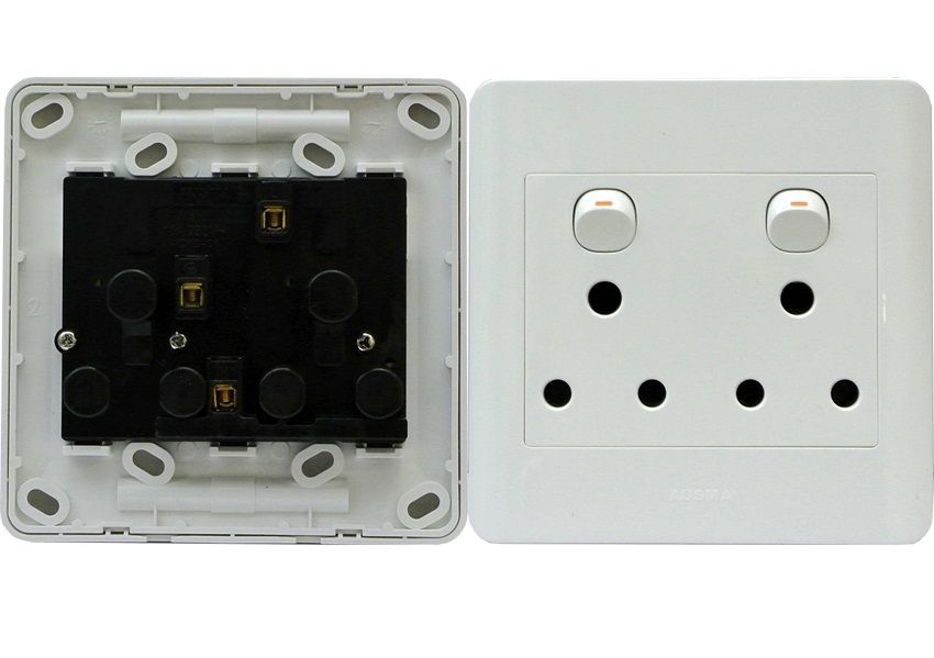 Switch wall socket double 2x16a PVC