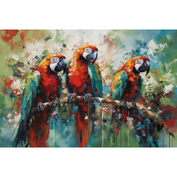 Canvas Wall Art - Vibrant Splashes Color  Green - A1116 - [120 x 80 cm]