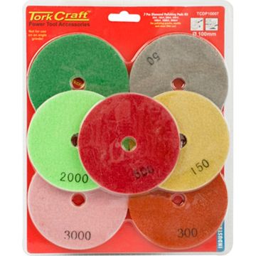 Set Of 7 Diamond Wet Polishing Pads 100Mm