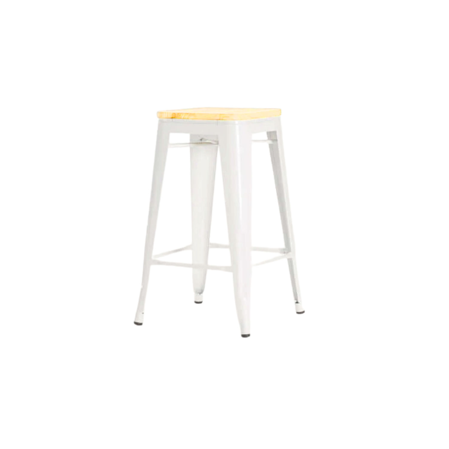 Industrial Kitchen Stool with Wooden Seat