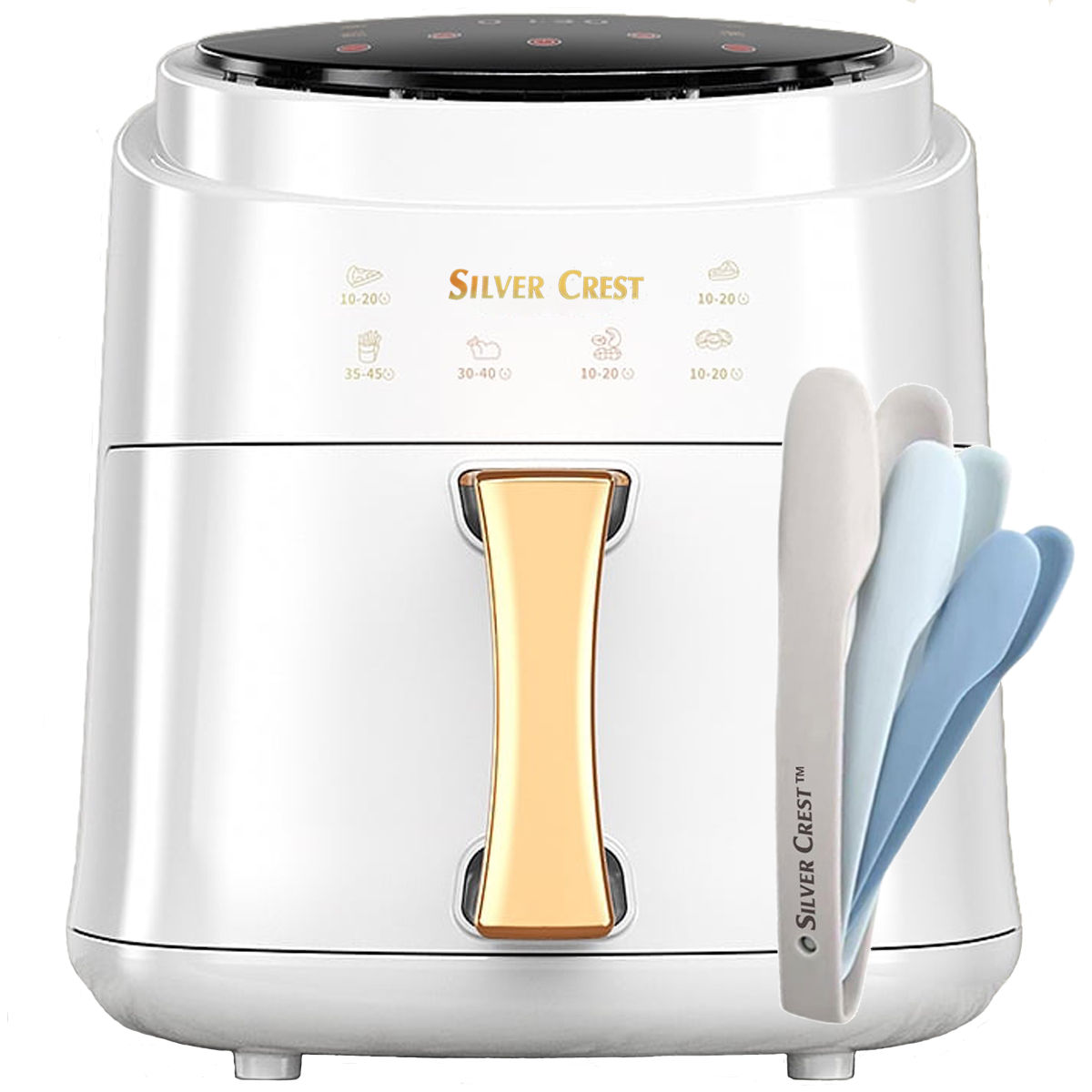 Silver Crest Extra Large Digital Air Fryer With Nesting Tongs White