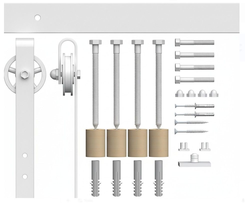 White 70mm Barn Door Hardware Kit with Spoke Wheels