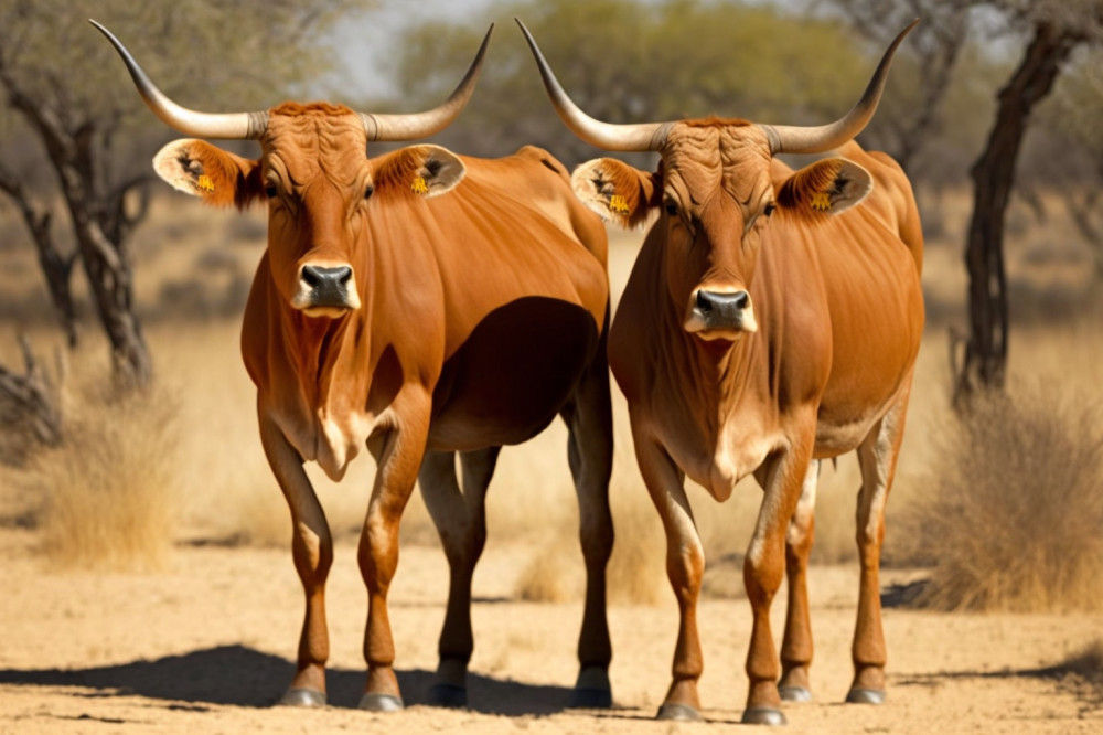 Canvas Wall Art - Two Mashona Cattle Standing - B1432 - [120 x 80 cm]