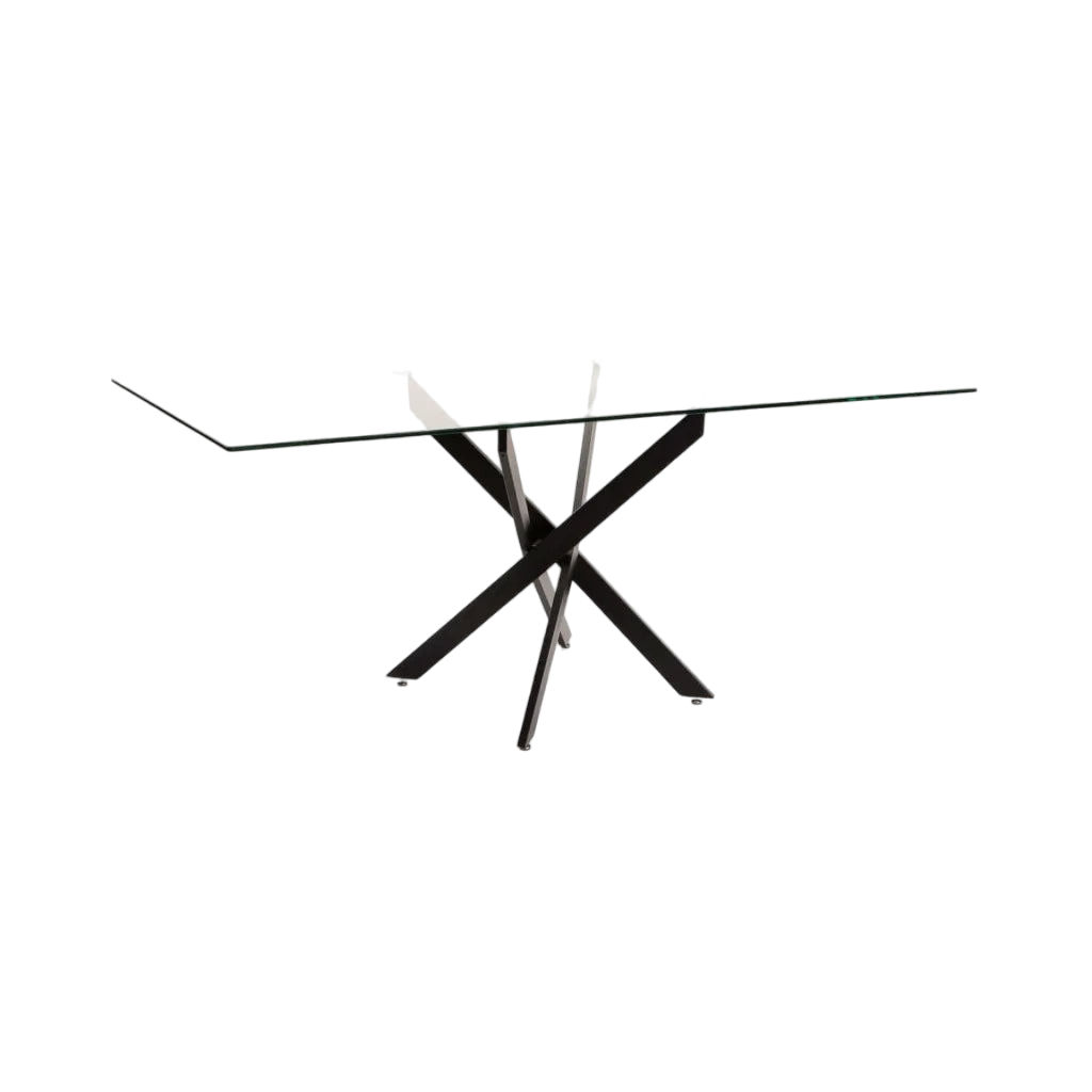 Vividitto - Eden 180x90cm Glass top Dining Table - Black