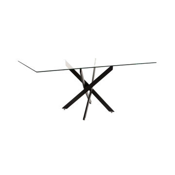 Vividitto - Eden 180x90cm Glass top Dining Table - Black