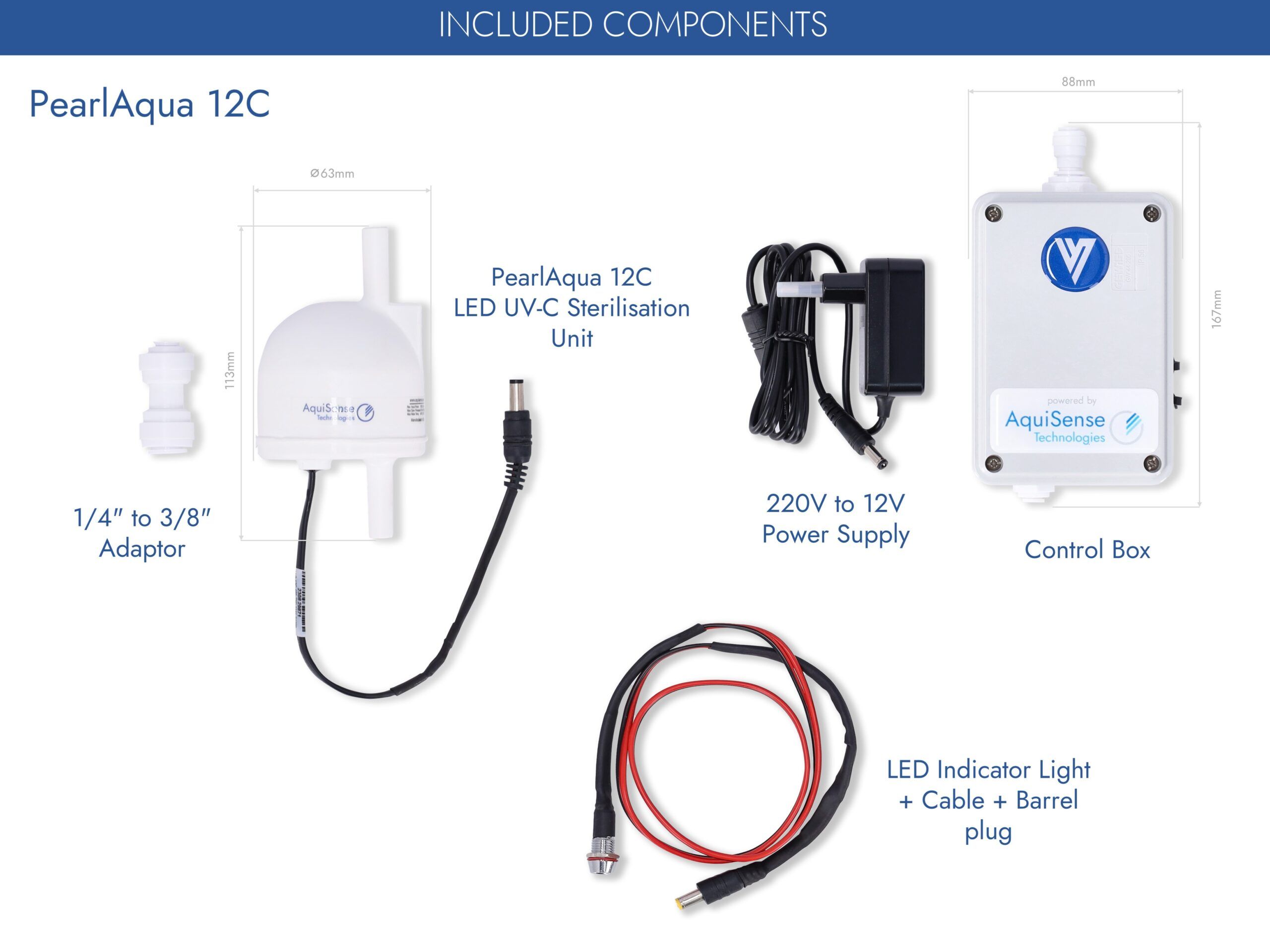 Aquisense Pearl Aqua Micro 12C LED UV-C Under Counter Water Steriliser (White)