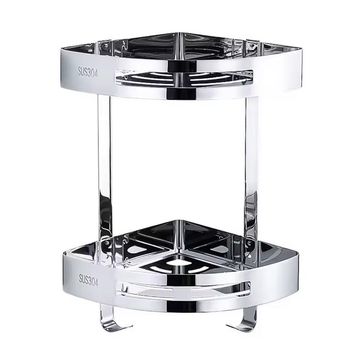 BATHROOM CORNER CADDY CHROME - DOUBLE SHELF