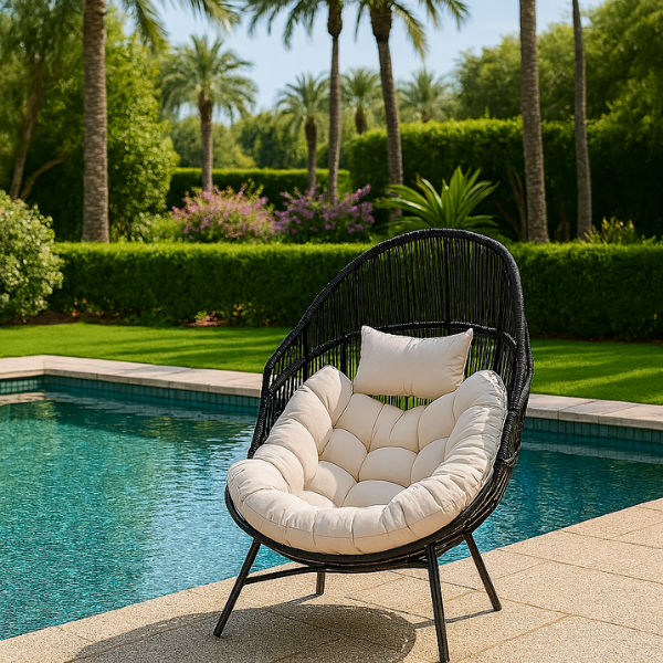 Portofino Outdoor Steel Rattan Chair Black
