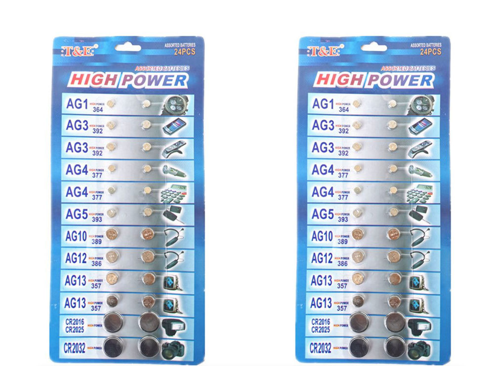 Cell Battery Set 3V- CR2025 CR2032 CR2016 AG13 AG12 AG10 AG5 AG4 AG3 AG1 - 2 Packs