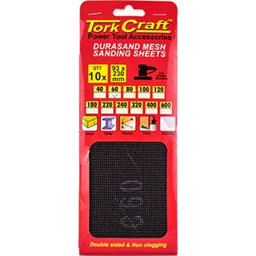 Durasand Mesh Sanding Sheet 60Grit 93x230mm 10 Piece - 4 Pack