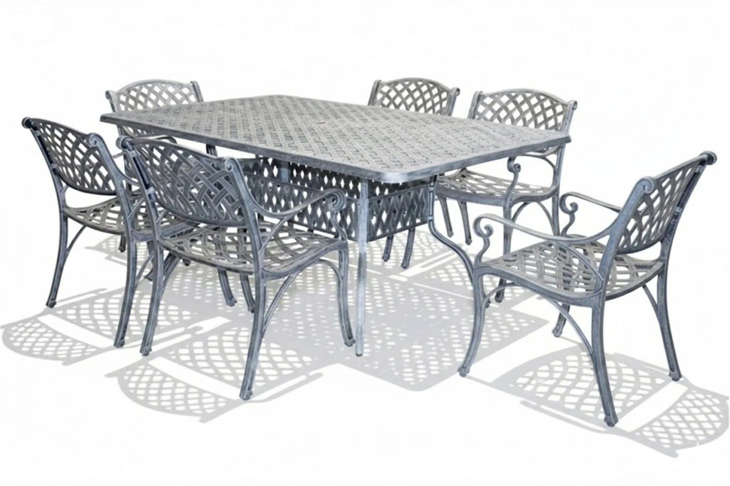 Cottage Aluminium Dining Set 6-Seater (Silver)