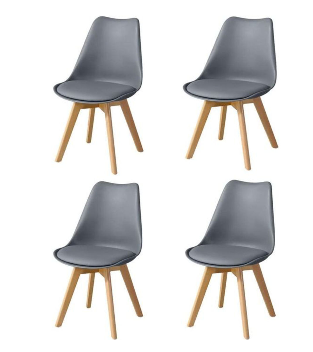 Dining Padded Chair/s-Grey- 4Pack
