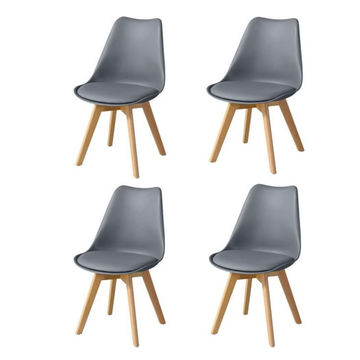 Dining Padded Chair/s-Grey- 4Pack
