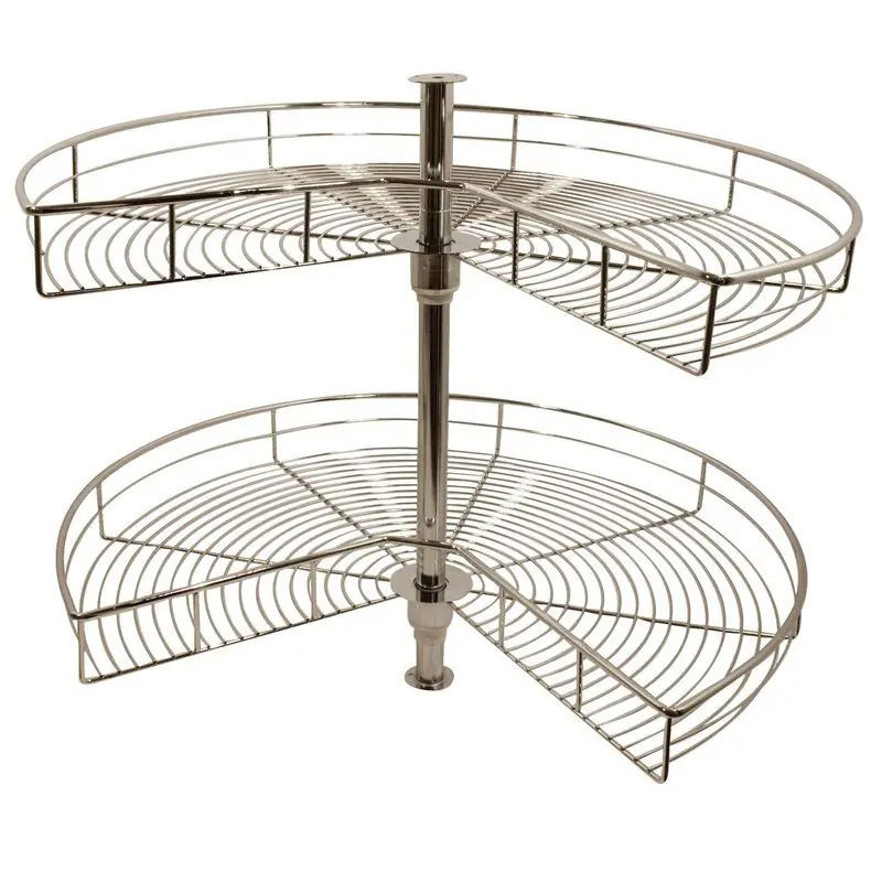 ¾ Carousel – 2 Tier Chrome Plated Kitchen Corner Storage