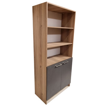 Oxford 5 Shelf,2 Door Book/Filing Cabinet 60cm - Sahara & Storm Grey