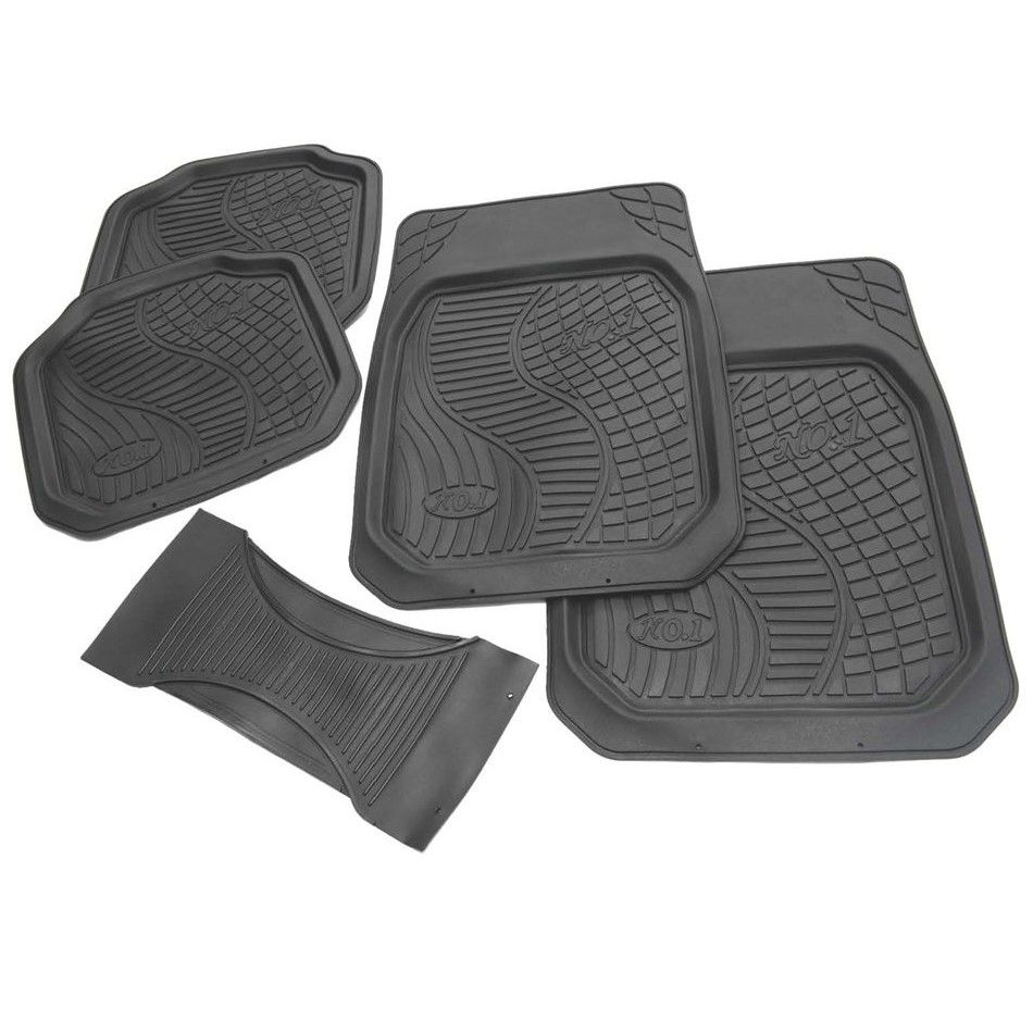Universal Rubber Car Mats with Non Slip Quality Design - Set of 5