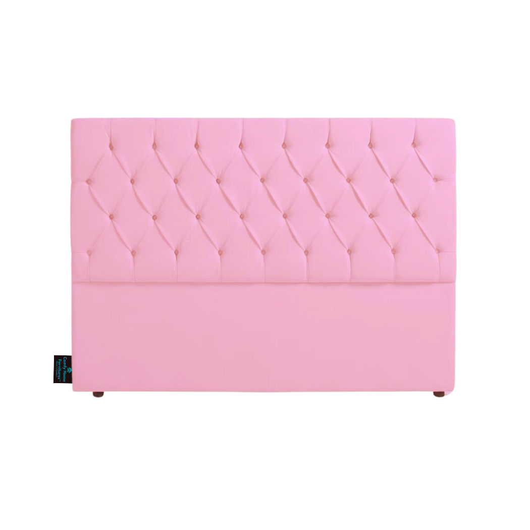 Alia Deep Buttoned Headboboard- Pink  - Three Quarter