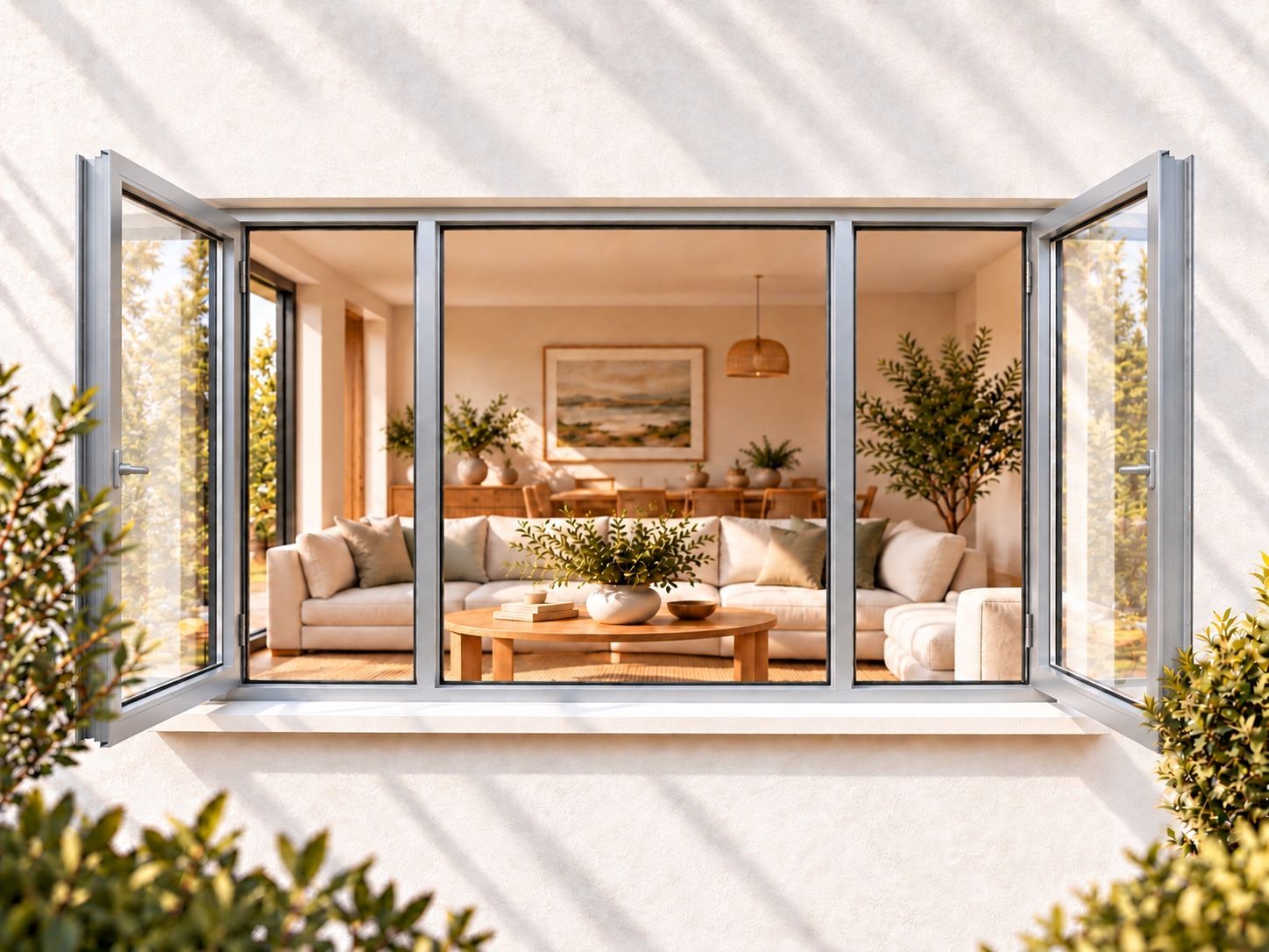 Kenzo Premium Side-Hung Aluminium Window - Silver, 2400 1200 mm, Double Side Opener