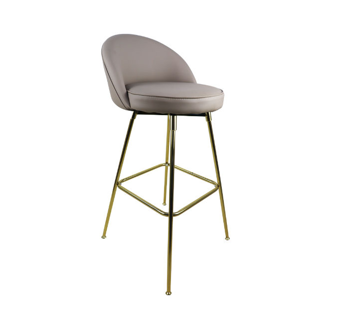 Vividitto - Bar Stool Pu Leather With Gold Legs - Beige