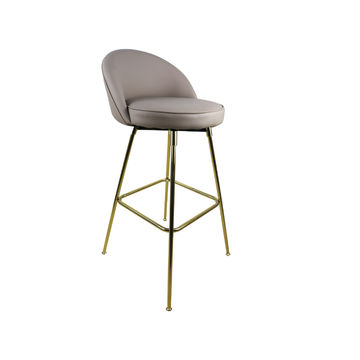 Vividitto - Bar Stool Pu Leather With Gold Legs - Beige