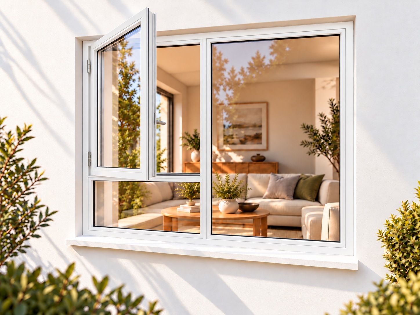 Kenzo Premium Side-Hung Aluminium Window - White, 1800 1800 mm, Left Side Opener with Fixed Bottom Pane