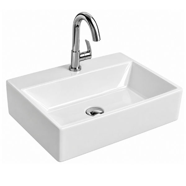 Counter top Ceramic Basin / table top Cubic - White