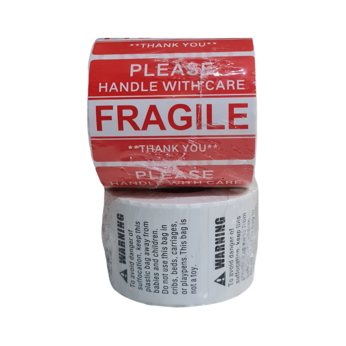 Combo fragile and warning stickers - 1000 pieces - 2 rolls