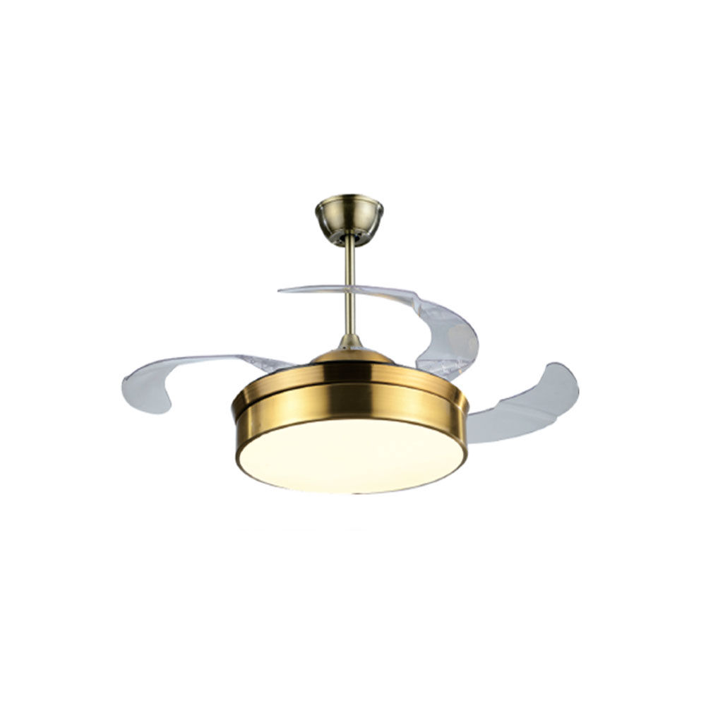 ACDC - 230VAC Ceiling Fan With Retractable Blades 48W LED Light Gold