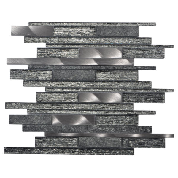 Mosaic Tile - Glass Linear Grey Graphite 300x300 (per sheet)