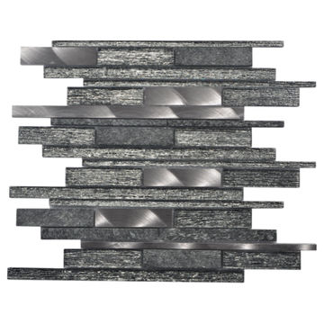 Mosaic Tile - Glass Linear Grey Graphite 300x300 (per sheet)