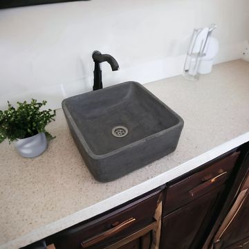Charcoal Concrete Cement Handmade Basin Countertop Butler Sink 31x31x12cm