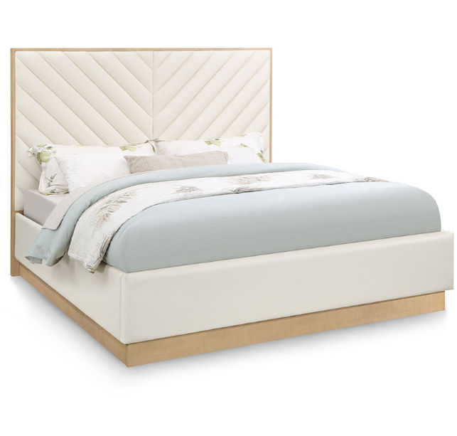 Rhea Sleigh Bed Double -Off White